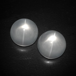 13.03天然白色Quartz Cat's Eye，圆形切割，11.01毫米，透明