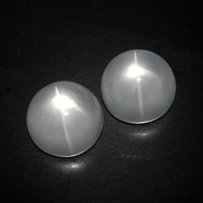 13.03天然白色Quartz Cat's Eye，圆形切割，11.01毫米，透明