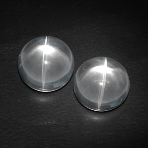 天然白色Quartz Cat's Eye，圆形切割，11.10毫米，透明