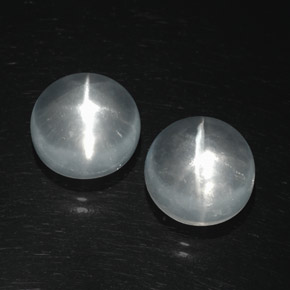 天然白色Quartz Cat's Eye，圆形切割，11.05毫米，透明