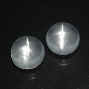 天然白色Quartz Cat's Eye，圆形切割，11.05毫米，透明