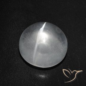 7.56ct 天然 清晰的白色 石英猫眼, 圆形的, 透明