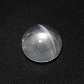 4.82克拉天然白色Quartz Cat's Eye，圆形切割，10.46毫米，透明