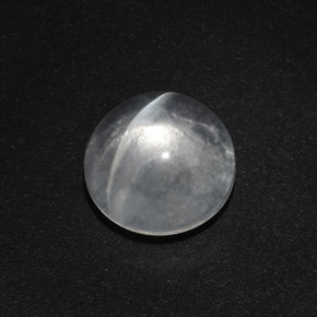 4.82克拉天然白色Quartz Cat's Eye，圆形切割，10.46毫米，透明