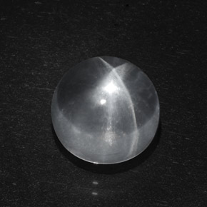 6.95克拉天然白色Quartz Cat's Eye，圆形切割，11.16毫米，透明