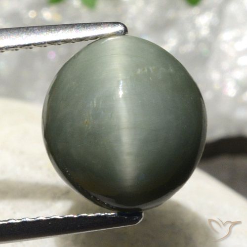 4.86ct 天然 绿灰色 石英猫眼, 椭圆形, 不透明