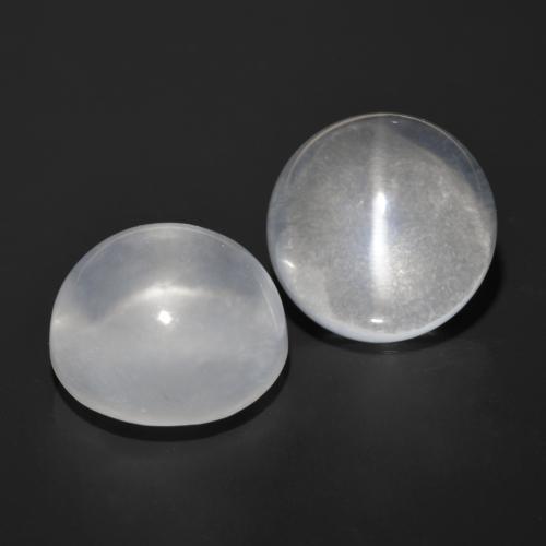 13.12天然白色Quartz Cat's Eye，圆形切割，11.24毫米，透明