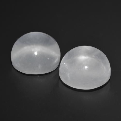 13.12天然白色Quartz Cat's Eye，圆形切割，11.24毫米，透明