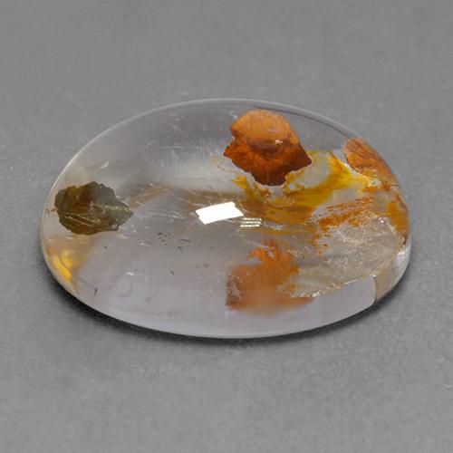 9.18克拉天然石英与白铁矿，椭圆形切割，透明