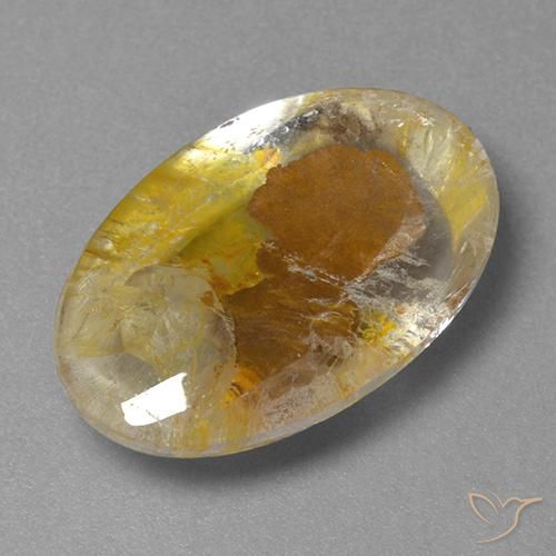 11.77ct 天然 彩色 石英与白铁矿, 椭圆形, 透明