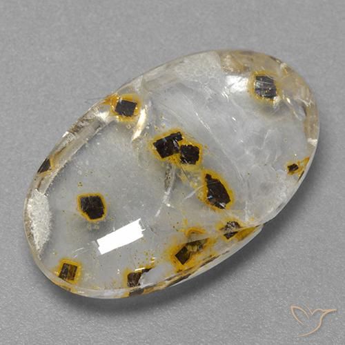 11.88ct 天然 彩色 石英与白铁矿, 椭圆形, 透明