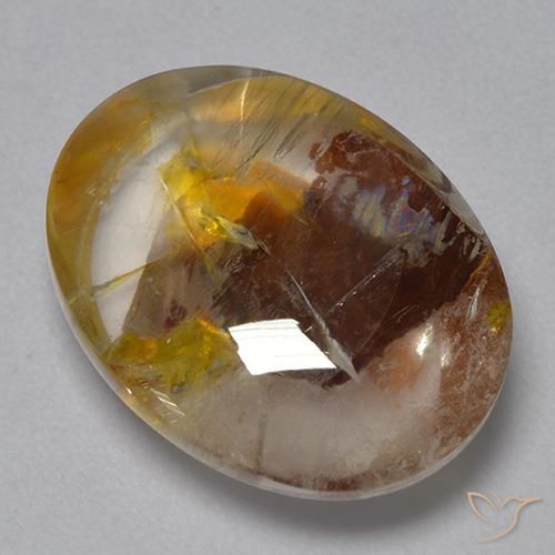 9.40ct 天然 彩色 石英与白铁矿, 椭圆形, 透明