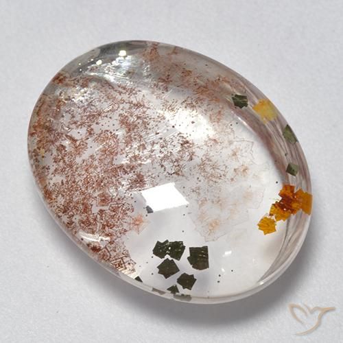11.95ct 天然 彩色 石英与白铁矿, 椭圆形, 透明