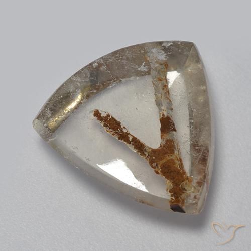 6.94ct 天然 彩色 石英与白铁矿, 胖三角形, 透明