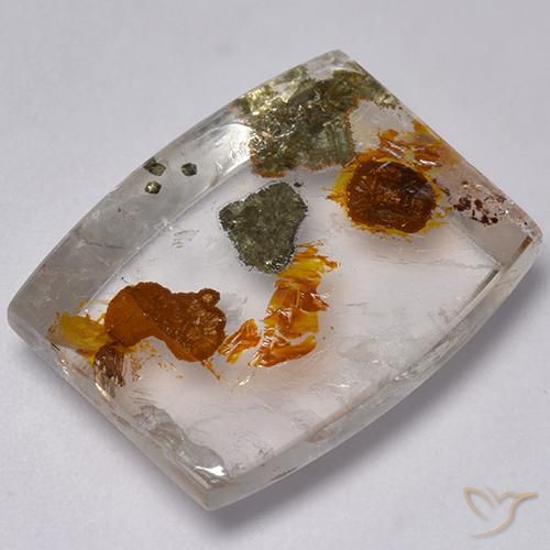 23.76克拉天然石英与白铁矿，花式切割，透明