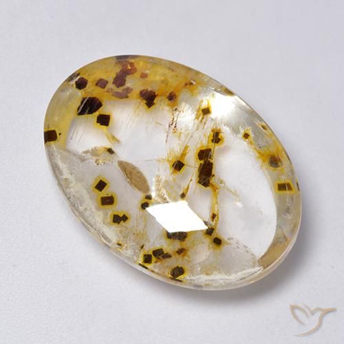23.33ct 天然 彩色 石英与白铁矿, 椭圆形, 透明