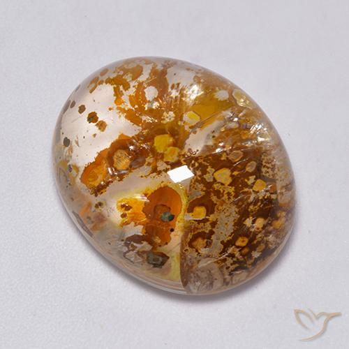 23.49ct 天然 彩色 石英与白铁矿, 椭圆形, 透明