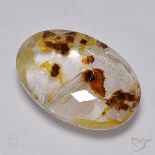 19.87ct 天然 彩色 石英与白铁矿, 椭圆形, 透明