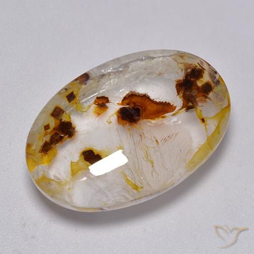 19.87克拉天然石英与白铁矿，椭圆形，透明