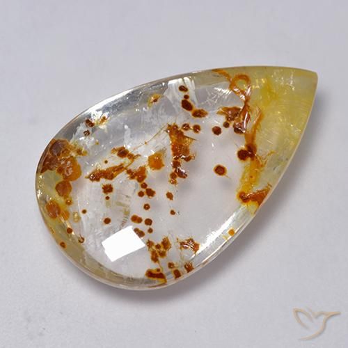19.86ct 天然 彩色 石英与白铁矿, 梨形, 透明