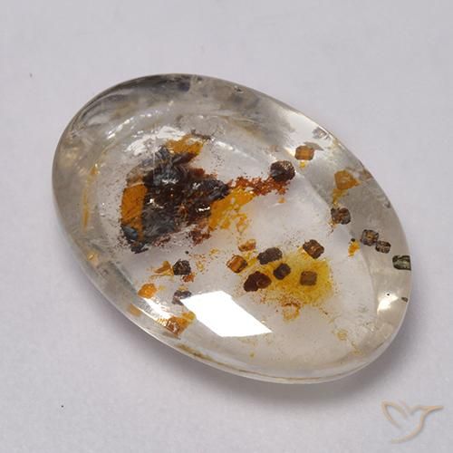 7.34ct 天然 彩色 石英与白铁矿, 椭圆形, 透明