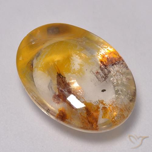 9.40ct 天然 彩色 石英与白铁矿, 椭圆形, 透明