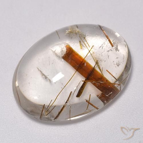 14.43ct 天然 彩色 石英与白铁矿, 椭圆形, 透明