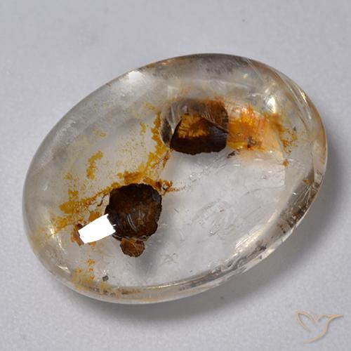 10.98克拉天然石英与白铁矿，椭圆形，透明