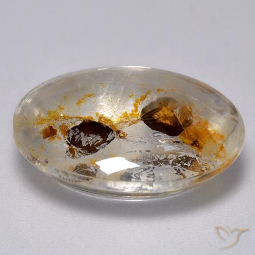 10.98克拉天然石英与白铁矿，椭圆形，透明