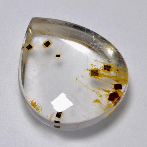 9.21克拉天然多色含白铁矿石英，梨形，16×13.4毫米，透明