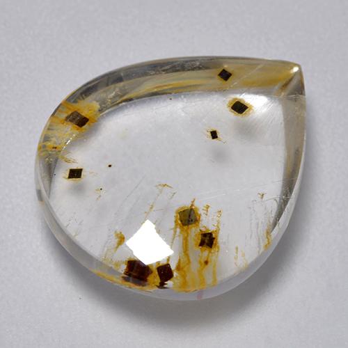 9.21克拉天然多色含白铁矿石英，梨形，16×13.4毫米，透明