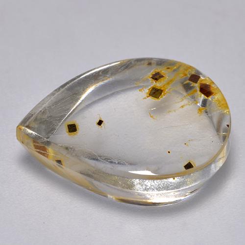 9.21克拉天然多色含白铁矿石英，梨形，16×13.4毫米，透明