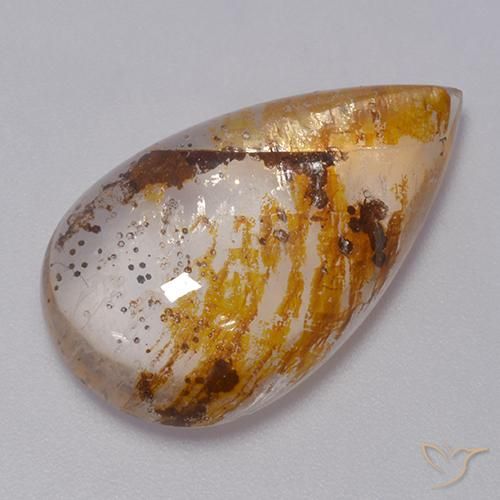 13.51ct 天然 彩色 石英与白铁矿, 梨形, 透明