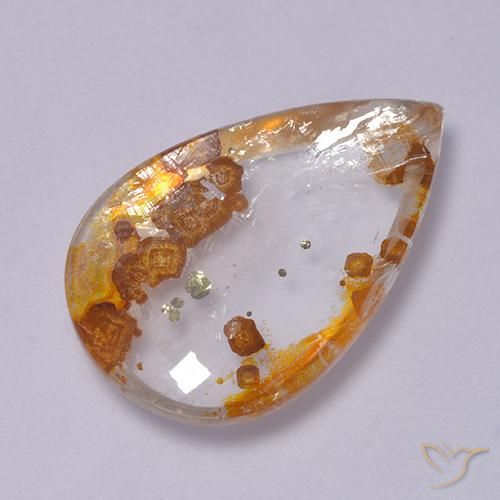 12.63ct 天然 彩色 石英与白铁矿, 梨形, 透明