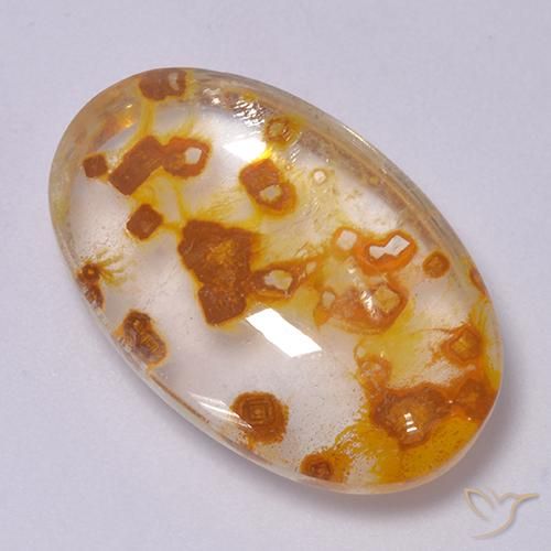22.00ct 天然 彩色 石英与白铁矿, 椭圆形, 透明