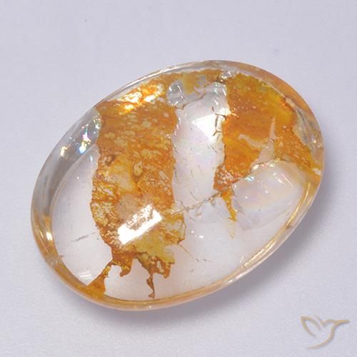 22.34ct 天然 彩色 石英与白铁矿, 椭圆形, 透明