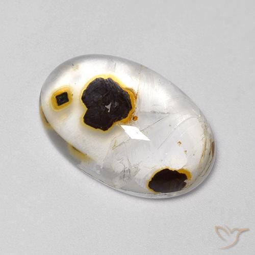 17.52ct 天然 彩色 石英与白铁矿, 椭圆形, 透明