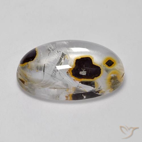 17.52克拉天然石英与白铁矿，椭圆形，透明