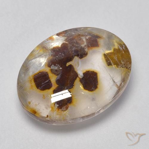 9.88ct 天然 彩色 石英与白铁矿, 椭圆形, 透明