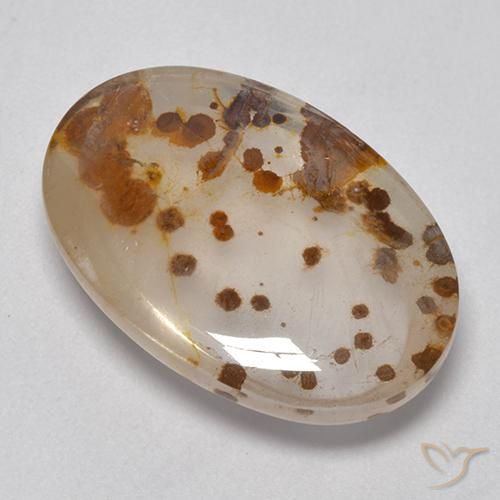 16.00ct 天然 彩色 石英与白铁矿, 椭圆形, 透明
