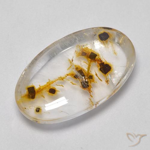 12.18ct 天然 彩色 石英与白铁矿, 椭圆形, 透明