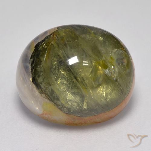 15.61ct 天然 彩色 石英与白铁矿, 椭圆形, 半透明
