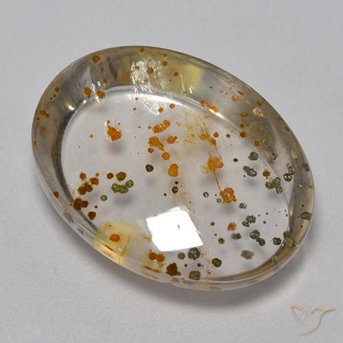 16.27ct 天然 彩色 石英与白铁矿, 椭圆形, 透明