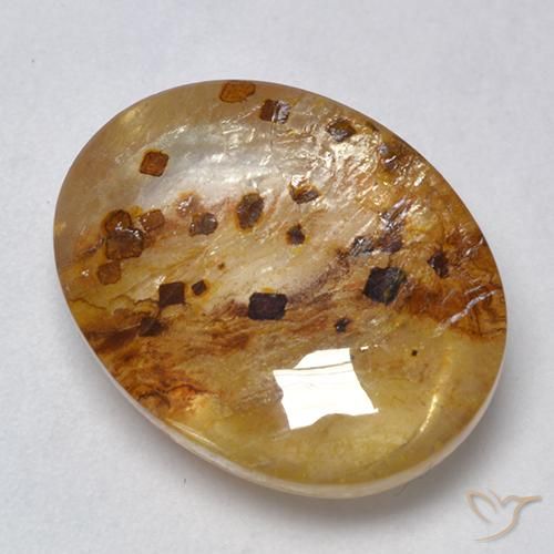 12.19ct 天然 彩色 石英与白铁矿, 椭圆形, 透明