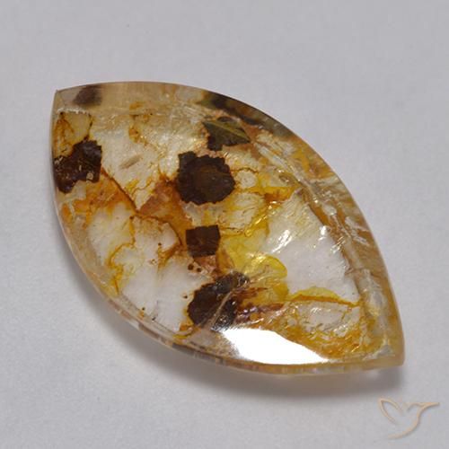12.66ct 天然 彩色 石英与白铁矿, 榄尖形, 透明