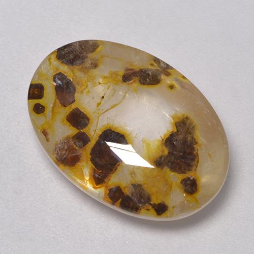 11.35克拉天然多色含白铁矿石英，椭圆形切割，18.8×13.1毫米，透明