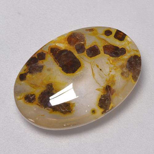 11.35克拉天然多色含白铁矿石英，椭圆形切割，18.8×13.1毫米，透明