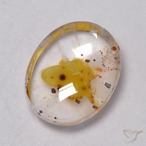 9.27ct 天然 彩色 石英与白铁矿, 椭圆形, 透明