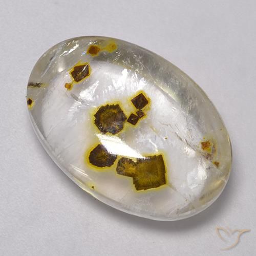 16.72ct 天然 彩色 石英与白铁矿, 椭圆形, 透明