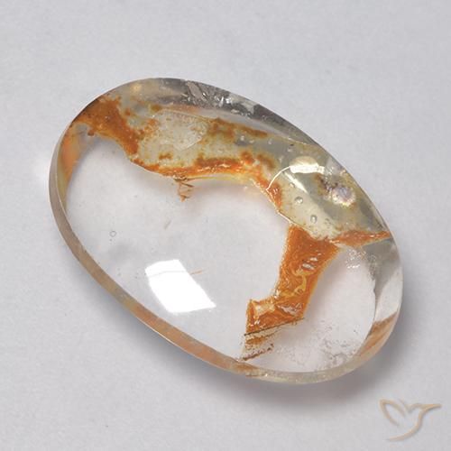 14.87ct 天然 彩色 石英与白铁矿, 椭圆形, 透明